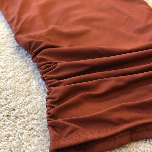 Windsor High Neckline Ruched Side Sleeveless Top Shirt Blouse - Picture 5 of 9